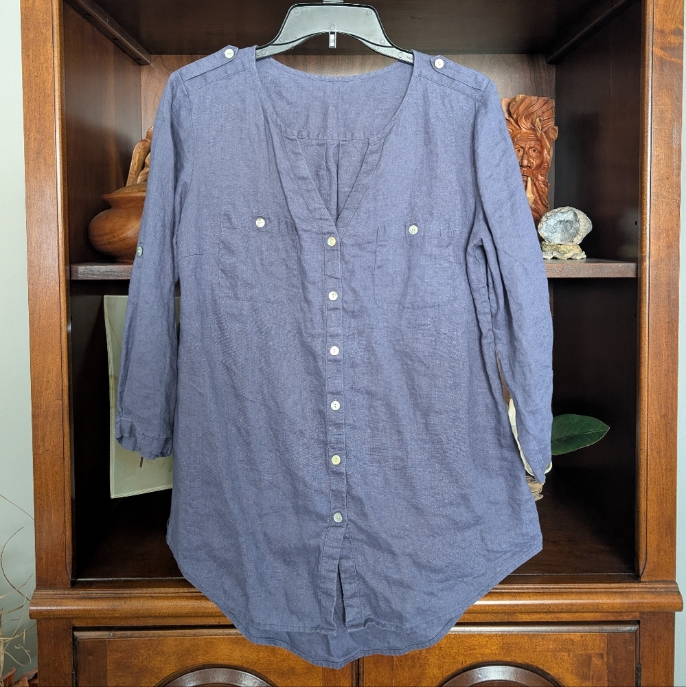 Go Silk  Button-Up 100% Linen Shirt